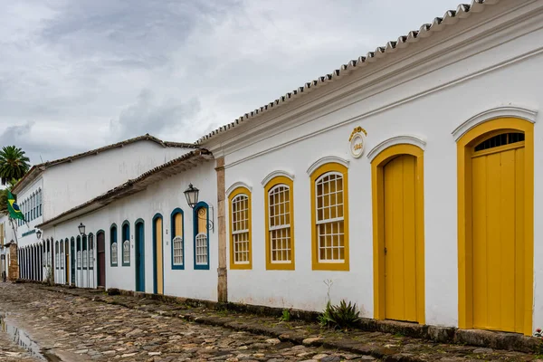 Fachada Exterior Colorida Casas Tradicionais Histórica Cidade Brasileira — Fotografia de Stock