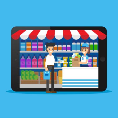 Mobil bilgisayarda süpermarket alışverişi