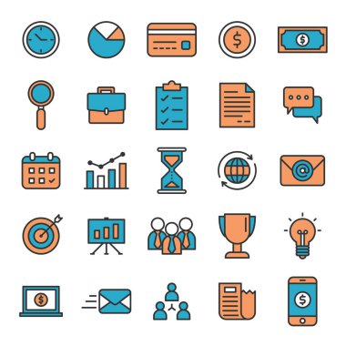 Business Financial Sunumu Düz Satır Simgeleri