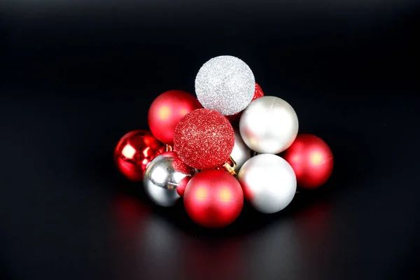 Red Shiny Matte Christmas Balls Close View Background — Stock Photo, Image