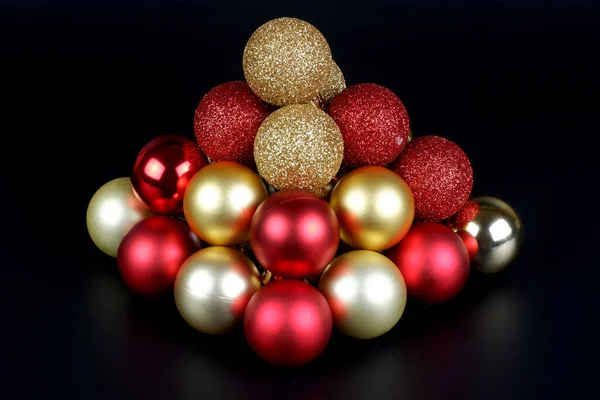 Composición Rojo Oro Brillante Mate Bolas Navidad Vista Cerca Sobre — Foto de Stock