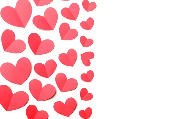 Состав Нескольких Красных Бумажных Сердец Белом Фоне Изолирован Love Valentine — стоковое фото