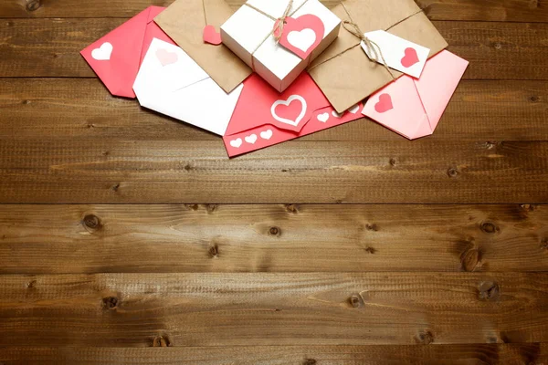 Liefde Valentijnsdag Vrouwen Dag Relaties Romantische Compositie Van Geschenken Liefdesbrieven — Stockfoto