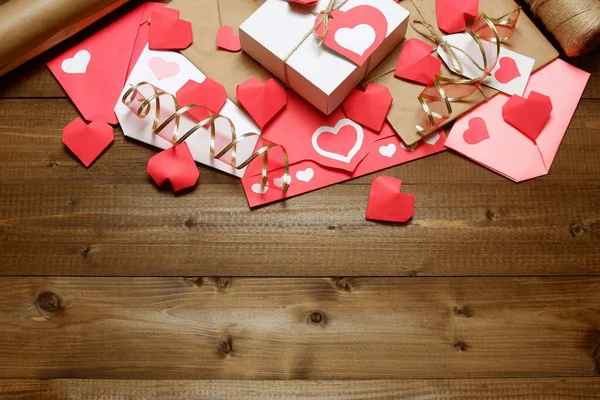 Liefde Valentijnsdag Vrouwen Dag Relaties Romantische Template Van Geschenken Liefdesbrieven — Stockfoto