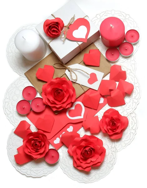 Amor San Valentín Día Mujer Relaciones Composición Romántica Regalos Carta — Foto de Stock
