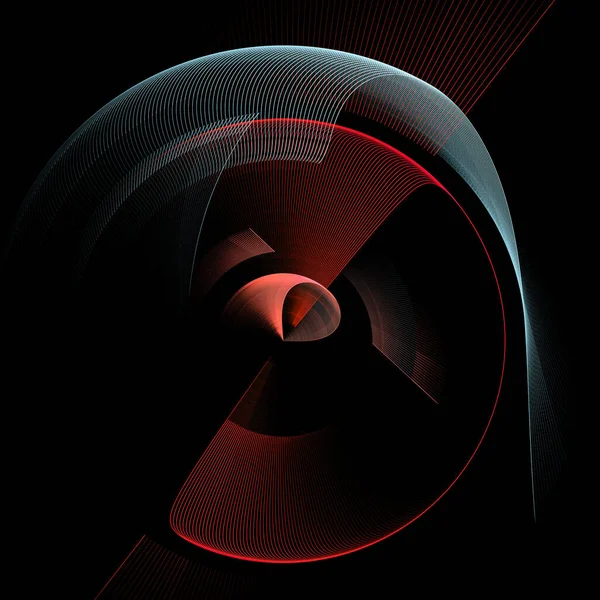 Red White Abstract Fan Blades Graceful Shape Rotate Black Background — Stock Photo, Image