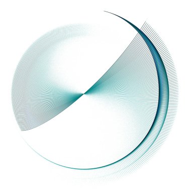 Bir turkuaz hilal ve beyaz bir zemin üzerinde dönen şeffaf bir uçak. Logo, sembol, simge ya da iş ve endüstri simgesi. Grafik tasarım elementleri. 3D görüntüleme. 3d illüstrasyon.