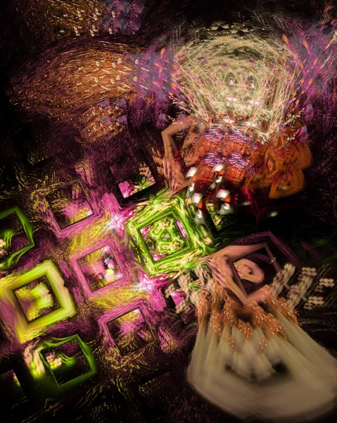 Imitation of square patterns knitted from threads on a black background. Abstract fractal background. 3d rendering. 3d illustration. — Stock Image Imitation Square Patterns Knitted Threads Black Background Abstract Fractal Background Royalty Free Stock Images