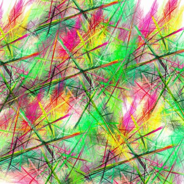 Düz kesişen çizgiler ve bulanık noktalarla soyut fraktal arkaplan. Renkli kalemlerle ya da pastel boyalarla çizilmiş bir çizimin kopyası. 3D görüntüleme. 3d illüstrasyon.