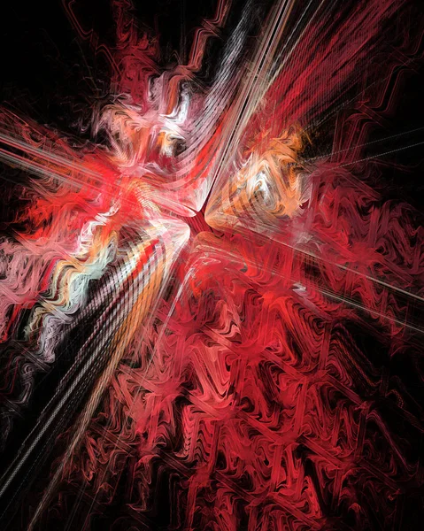 黒の背景に抽象的な星から放射される赤 オレンジの波 抽象画分背景 3Dレンダリング 3Dイラスト — ストック写真