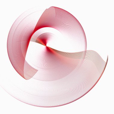 Havadan şeffaf, kırmızı soyut denizanası beyaz bir zemin üzerinde yüzer ve döner. Grafik tasarım elementi. 3D görüntüleme. 3 boyutlu illüstrasyon. İmzala, simge, sembol, logo.