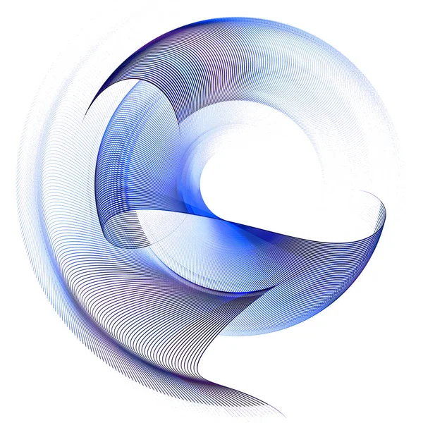 Blue Rounded Wavy Elements Gracefully Curved Rotated Circle White Background — Stock Photo, Image