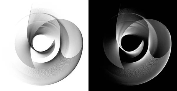 Monochrome Transparent Wavy Planes Intersect Wrap Spiral White Black Backgrounds — Stock Photo, Image