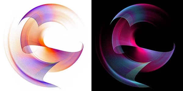 Rounded Wavy Colorful Planes Arranged Layers Rotate Form Frame White — Stock fotografie
