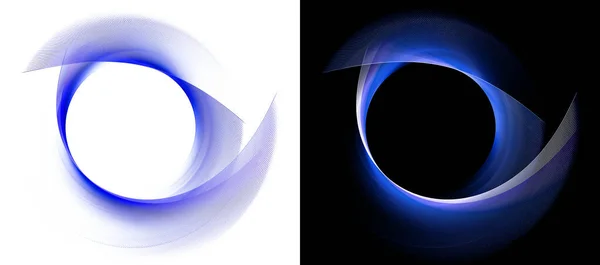 Blue Transparent Surfaces Wrap Circle Form Frame White Black Backgrounds — Stock Photo, Image