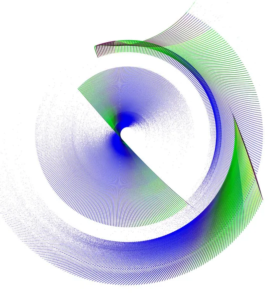 蓝色和绿色条纹抽象螺旋桨叶片在白色背景上旋转 图形设计元素 3D渲染 3D例证 — 图库照片