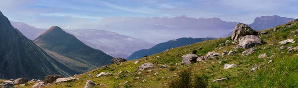 Panorama Alpských Hor Pozadí Jsou Vidět Hřebeny Štíty Velké Malé — Stock fotografie