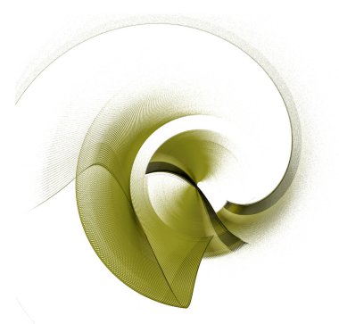 Dalgalı, zikzak şeklinde kıvrımlı ve kavisli, koruyucu yeşil, çizgili düz elementler beyaz arkaplanda döner. Grafik tasarım elementi. Logo, işaret, simge, sembol. 3D görüntüleme. 3d illüstrasyon.