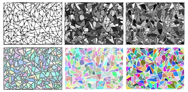 Mosaic Made Triangles Intersecting Each Other Coloring Antistress Set Geometric — Stockvector
