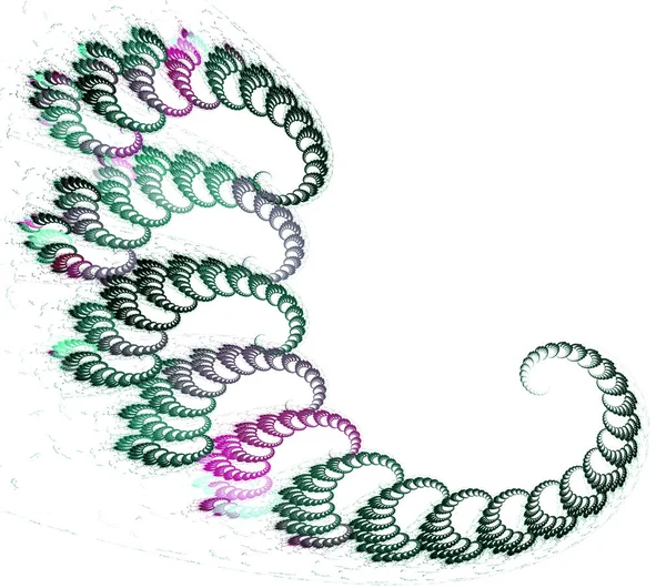 Groene Magenta Zwarte Spiralen Creëren Een Patroon Een Witte Achtergrond — Stockfoto