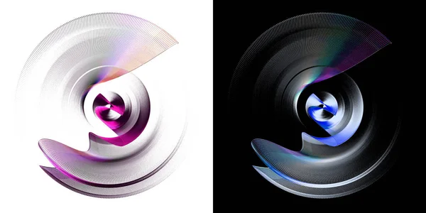 Straight Wavy Striped Abstract Propellers Blades Rotate White Black Backgrounds — Stock Photo, Image