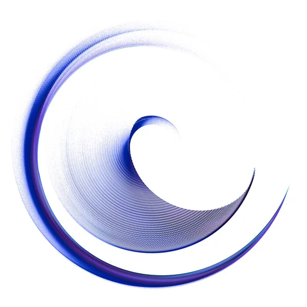 Elementi Arcuati Strisce Blu Ruotano Cerchio Fondo Bianco Elemento Grafico — Foto Stock