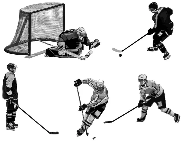 Hockey Sobre Hielo Portero Protege Meta Los Jugadores Hockey Están — Archivo Imágenes Vectoriales