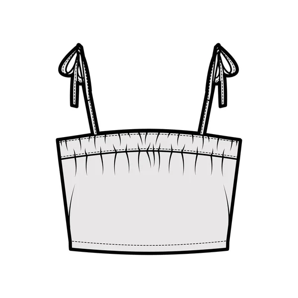 Attache-réservoir crop top illustration de mode technique avec rucher, surdimensionné, longueur de taille. Vêtements plats vêtements chemise — Image vectorielle
