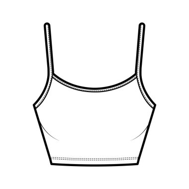 Hasat Camisole kepçesi, pamuk-forma, ince ayarlanabilir kayışlarla en iyi moda illüstrasyonudur. Düz 