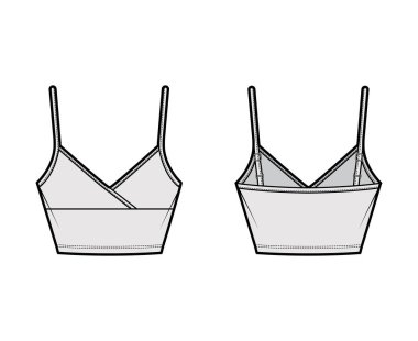 Crop Camisole surplice tank pamuk-jersey İmparatorluk dikişli, ince ayarlanabilir kayışlar