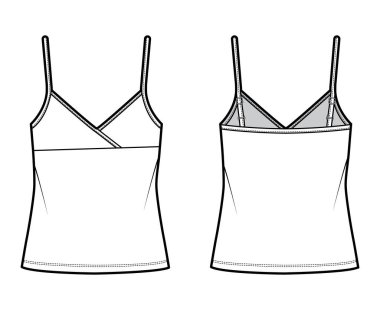 Camisole surplice tank pamuk-jersey İmparatorluk dikişli, ayarlanabilir kayışlar, büyük boy