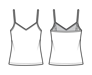 Camisole V yaka pamuk-forma ince ayarlanabilir kayışlar, büyük beden, tunik uzunluk.