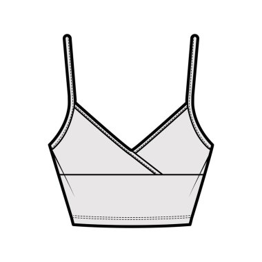 Crop Camisole surplice tank pamuk-jersey İmparatorluk dikişli, ince ayarlanabilir kayışlar