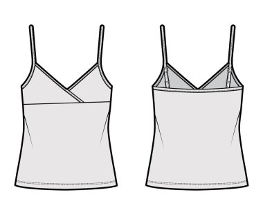 Camisole surplice tank pamuk-jersey İmparatorluk dikişli, ayarlanabilir kayışlar, büyük boy