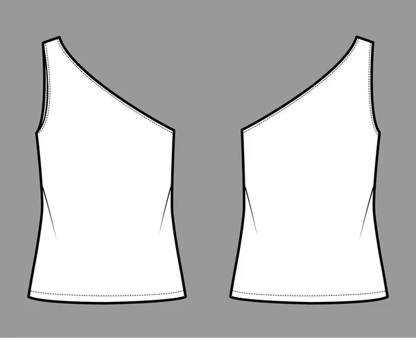 Одноплемінний верхній бак технічної моди ілюстрації з ослабленим тілом, довжина туніки піхви. Плоский одяг сорочки — стоковий вектор