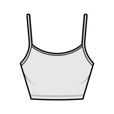 Hasat Camisole kepçesi, pamuk-forma, ince ayarlanabilir kayışlarla en iyi moda illüstrasyonudur. Düz 