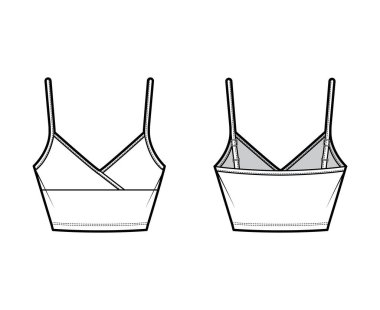 Crop Camisole surplice tank pamuk-jersey İmparatorluk dikişli, ince ayarlanabilir kayışlar