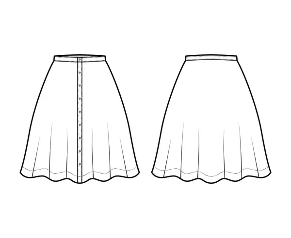 Иллюстрация технической моды с полукруглым силуэтом колена. Шаблон плоского дна — стоковый вектор