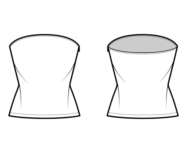 Топ-модель с тонкой подкладкой, длиной талии. Плоская одежда рубашка снаружи — стоковый вектор