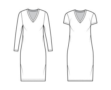 V yakalı, uzun kollu, kısa kollu, diz boyu, büyük bedenli, kalem dolu tişört giysisi.