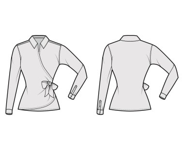 Gömlek sarma tekniği papyon kapama, dirsek katlanmış uzun kollar, klasik tasma, takılmış vücut.