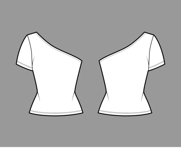 Одна футболка технічна модна ілюстрація з коротким рукавом, тонкою підгодівлею, стретч-футболкою Плоский одяг Верхній одяг — стоковий вектор
