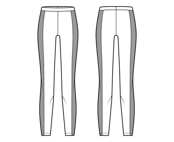 Pantalon de yoga illustration de mode technique avec ceinture élastique, panneaux latéraux, formation slim, pantalon en tricot décontracté. Plat — Image vectorielle