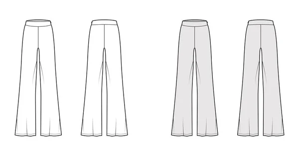 裤子靴切割技术时尚插图与地板长度，超大轮廓，侧拉链。扁平运动睡衣 — 图库矢量图片