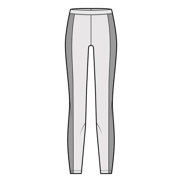 Pantalone yoga tecnico moda illustrazione con elastico in vita, pannelli laterali, allenamento slim, pantalone casual in maglia. Piatto — Vettoriale Stock