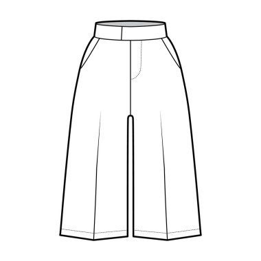 Kısa Bermuda pantolon, diz boyu, tek pileli, normal bel, yırtık cep.