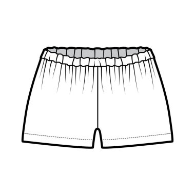 Kısa paçalı pantolonlar, mini boy, düşük bel, kalkış, düz pijama giysisi.