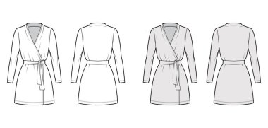 Koyu V yakalı, uzun kollu, geniş kollu, mini boy, kalem kesim, kravat