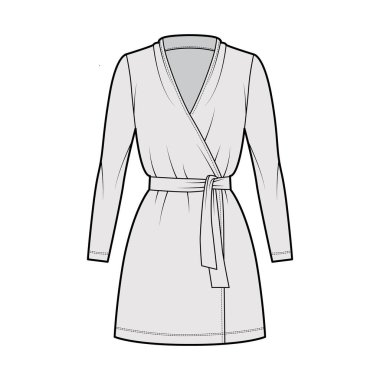 Koyu V yakalı, uzun kollu, geniş kollu, mini boy, kalem kesim, kravat