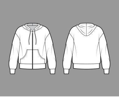 Fermuarlı kapüşonlu kapüşonlu sweatshirt uzun kollu, büyük beden, kanguru kesesi, bantlı etek.